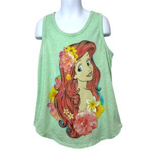 Disney Princess Ariel Little Mermaid Girls’ Floral Tank Top M 7/8 Aqua Green
